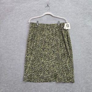 Anne Klein Women Skirt Medium Green Leaf Print Knee‎ Length Pencil Pull On NWT